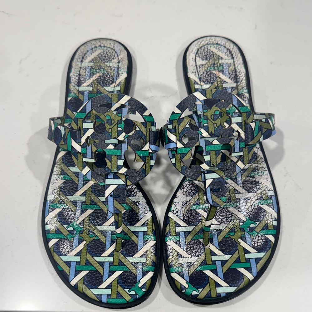 Tory Burch Geometric Pattern Slide Sandals